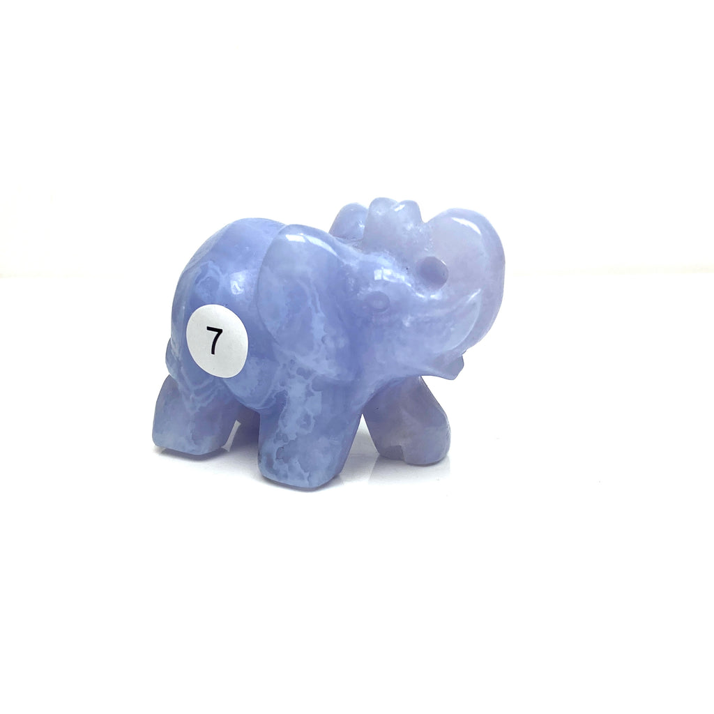 Hand Carved Blue Lace Agate Elephant Figurine crystal Animal Statue Craft Chakra Meditation Home Decor