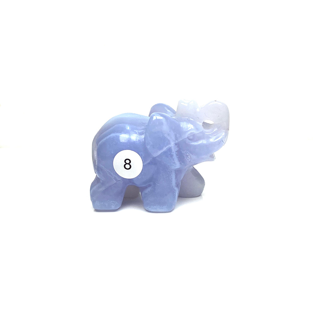 Hand Carved Blue Lace Agate Elephant Figurine crystal Animal Statue Craft Chakra Meditation Home Decor