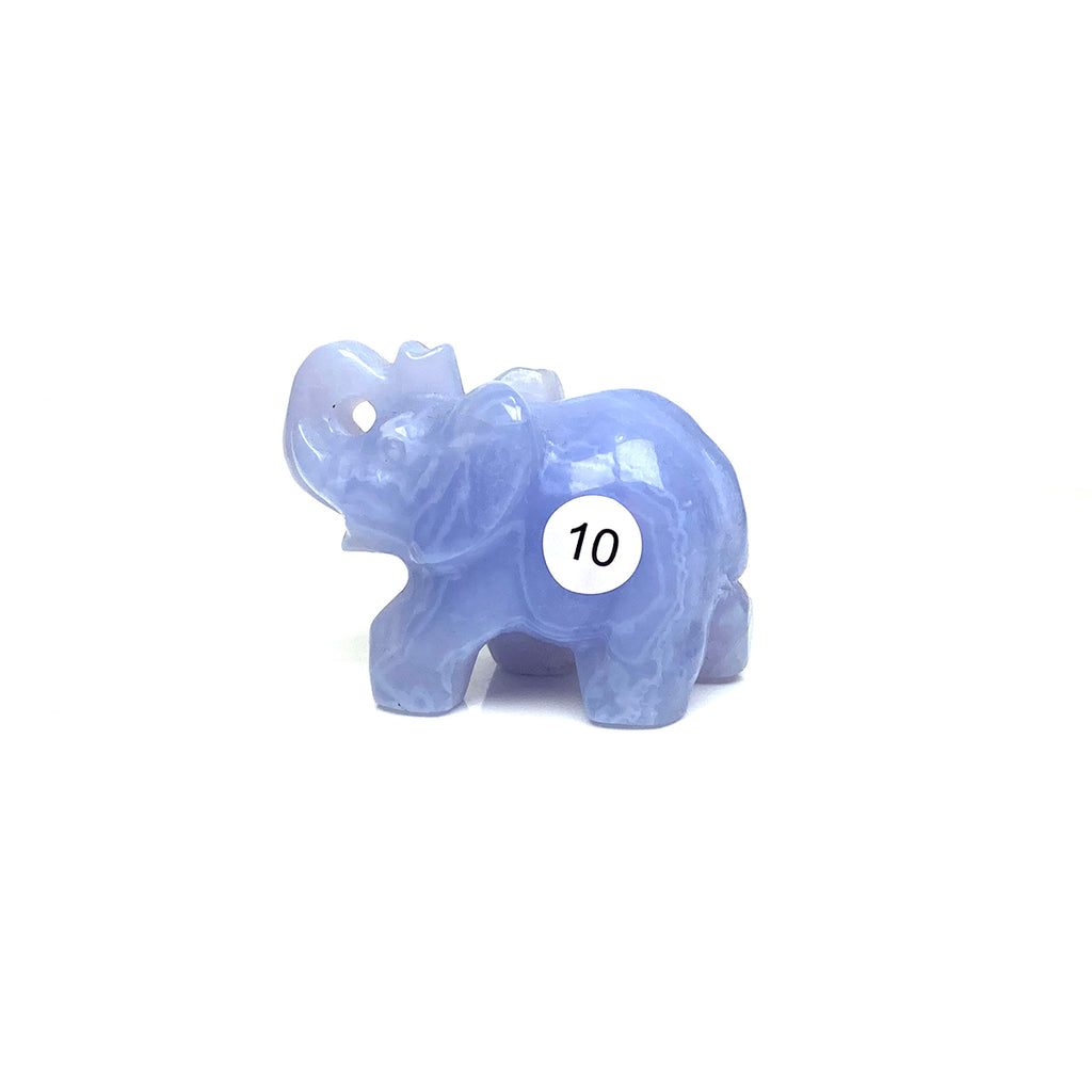 Hand Carved Blue Lace Agate Elephant Figurine crystal Animal Statue Craft Chakra Meditation Home Decor