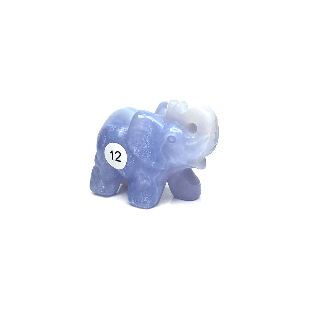 Hand Carved Blue Lace Agate Elephant Figurine crystal Animal Statue Craft Chakra Meditation Home Decor