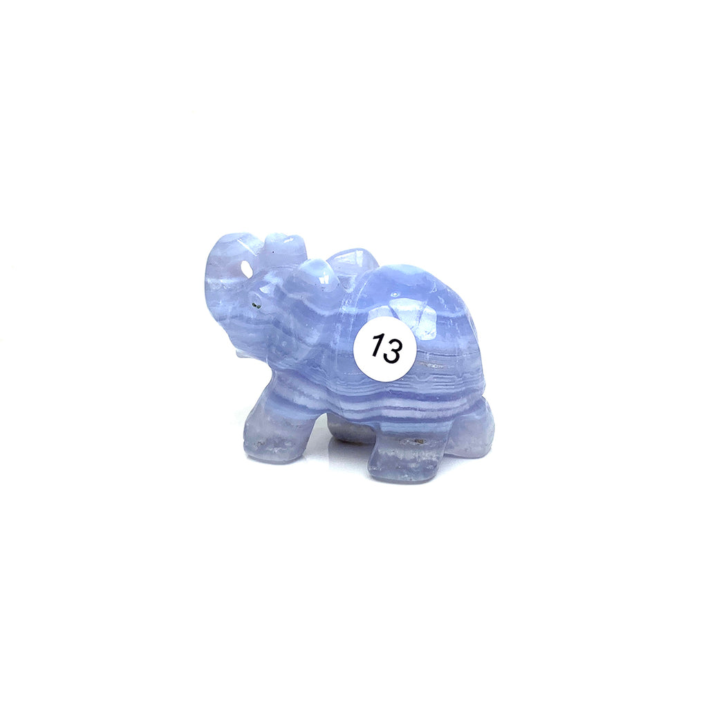 Hand Carved Blue Lace Agate Elephant Figurine crystal Animal Statue Craft Chakra Meditation Home Decor