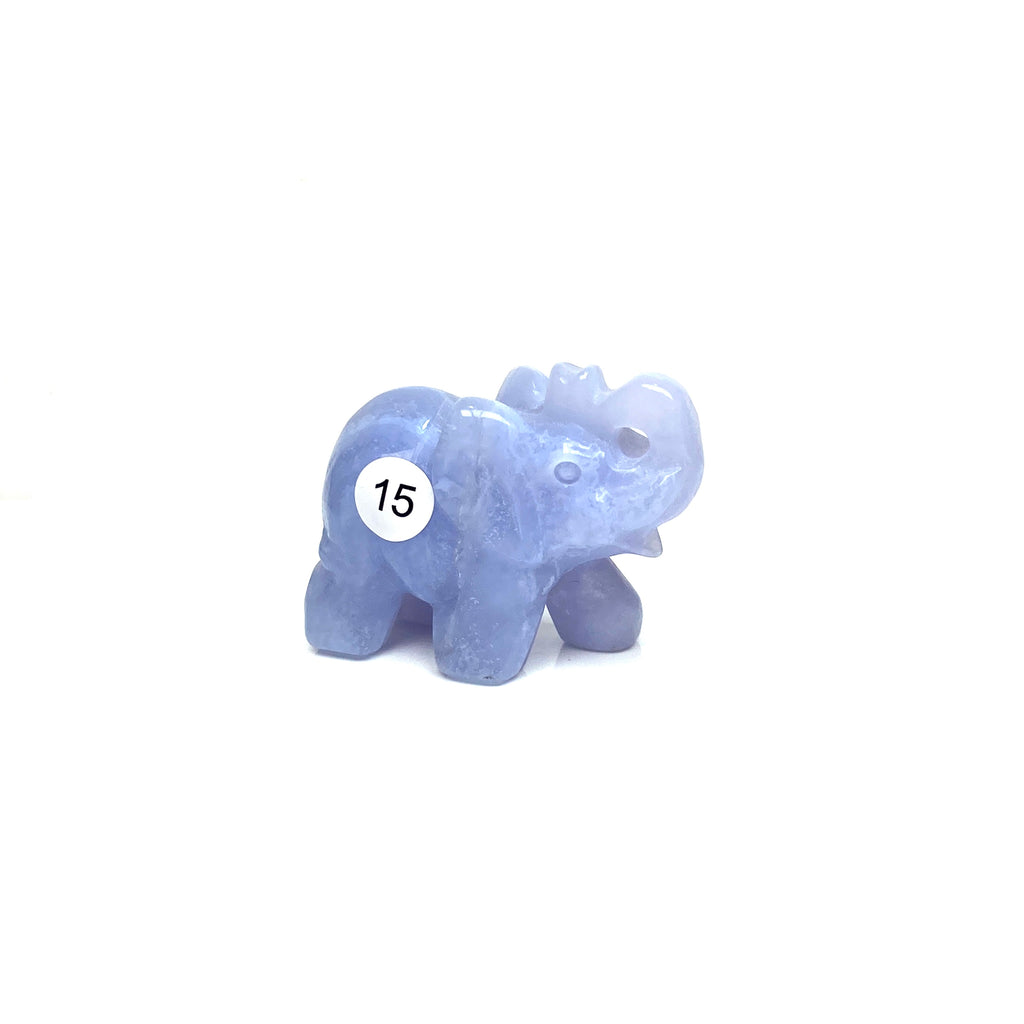 Hand Carved Blue Lace Agate Elephant Figurine crystal Animal Statue Craft Chakra Meditation Home Decor