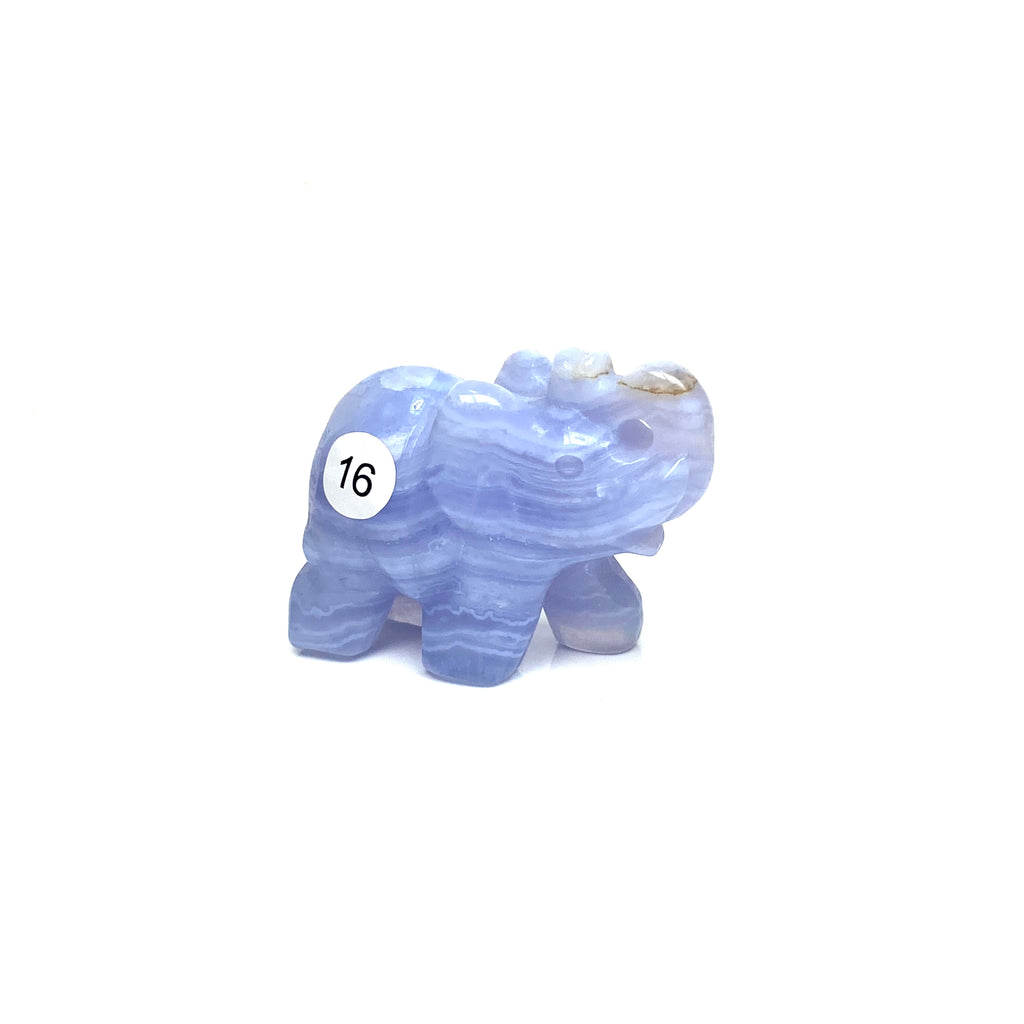 Hand Carved Blue Lace Agate Elephant Figurine crystal Animal Statue Craft Chakra Meditation Home Decor