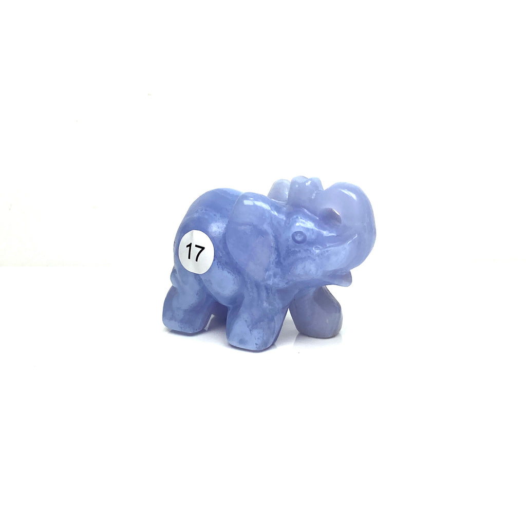 Hand Carved Blue Lace Agate Elephant Figurine crystal Animal Statue Craft Chakra Meditation Home Decor