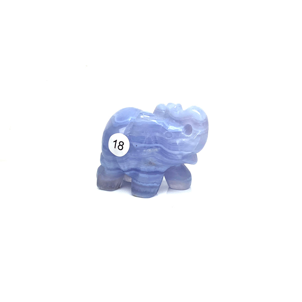 Hand Carved Blue Lace Agate Elephant Figurine crystal Animal Statue Craft Chakra Meditation Home Decor