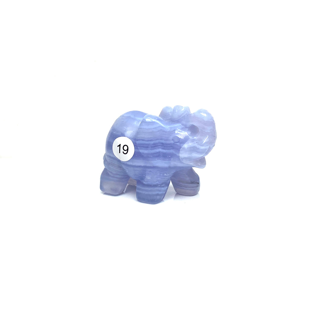 Hand Carved Blue Lace Agate Elephant Figurine crystal Animal Statue Craft Chakra Meditation Home Decor