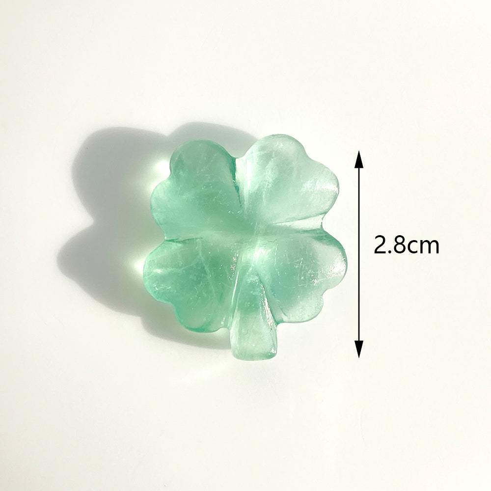 Green Fluorite Four Leaf Clover Crystal Carvings