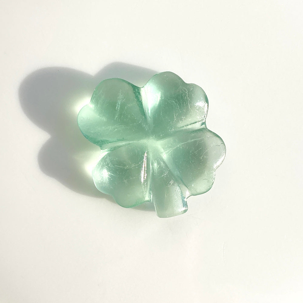 Green Fluorite Four Leaf Clover Crystal Carvings