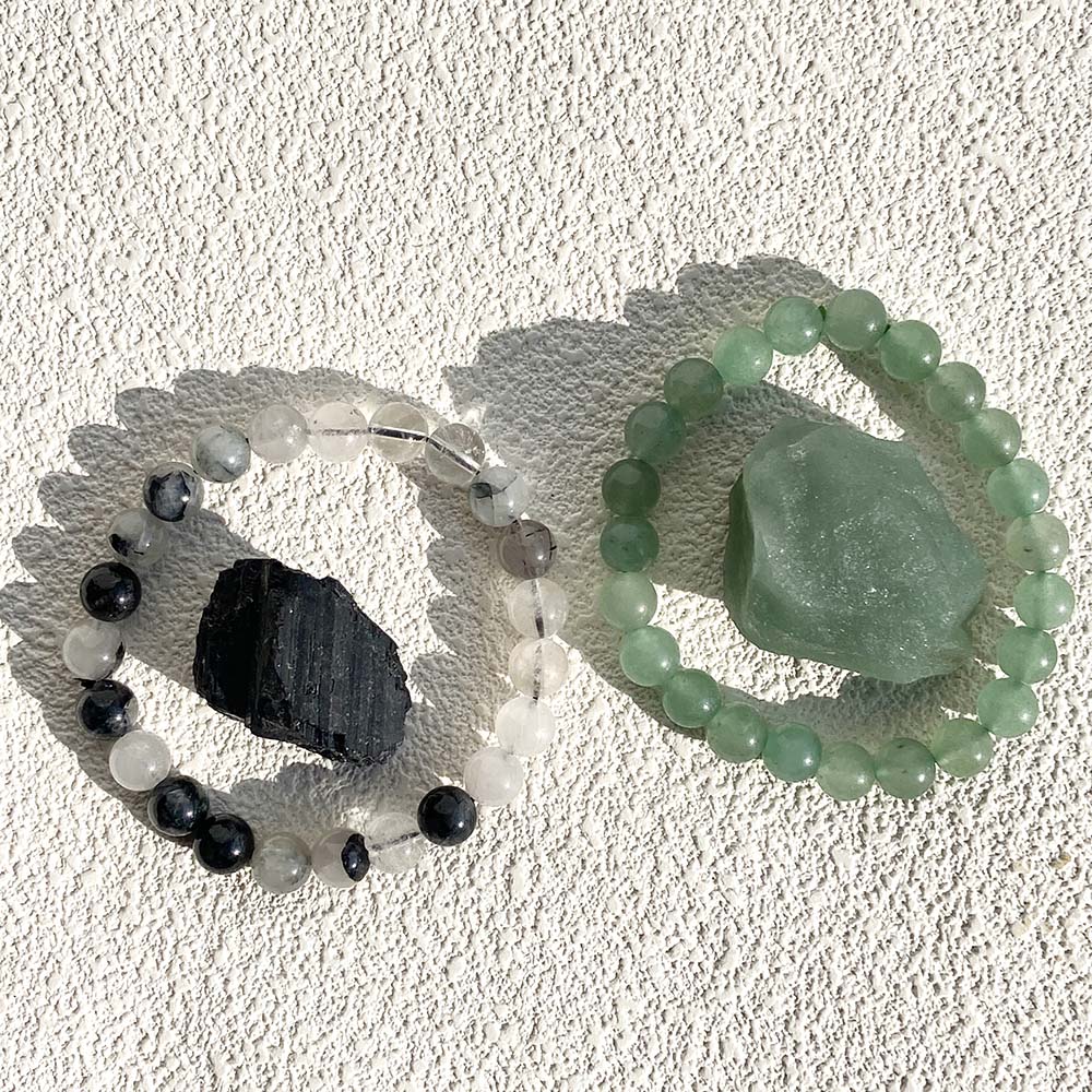 Different Materials Crystal Bracelet & Raw Stone Set