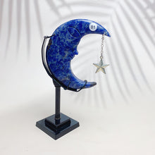 Load image into Gallery viewer, Natural Druzy Agate Crystal Moon Face With Star Pendant Room Decoration Reiki Energy Crystal Home Decor Gift