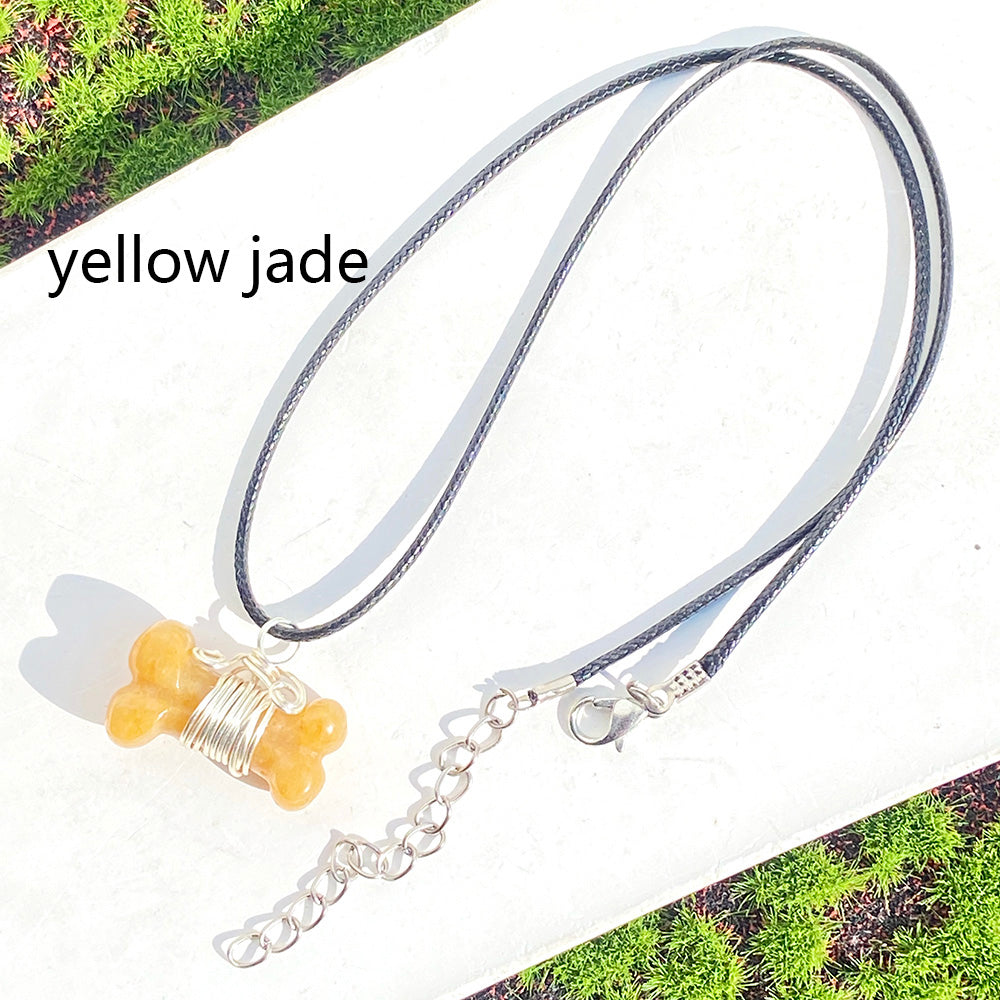 Different Materials Crystal Dog Bone Pendant