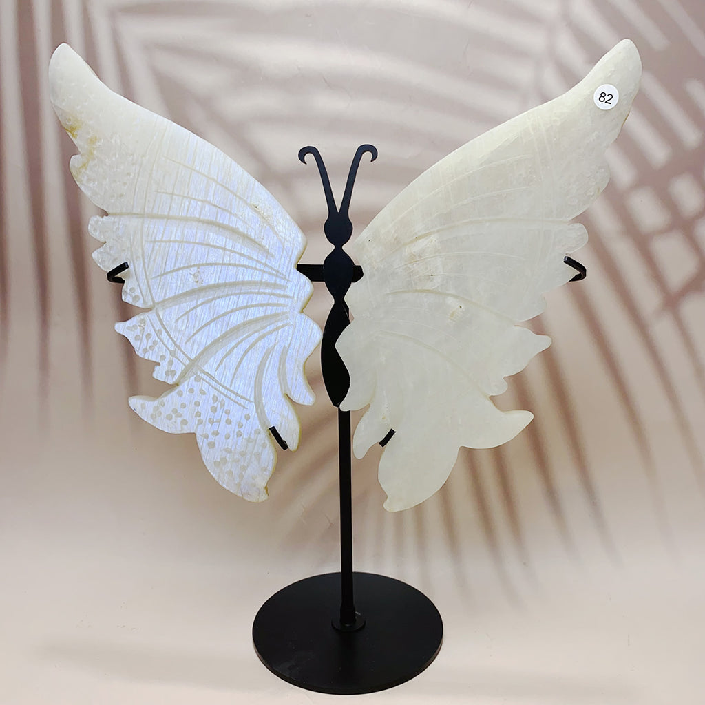 Crystal Carving Blue Moonstone Butterfly Exquisite Fashion Home Decoration Pieces Reiki Energy Crystal Room Decoration Crafts Gift