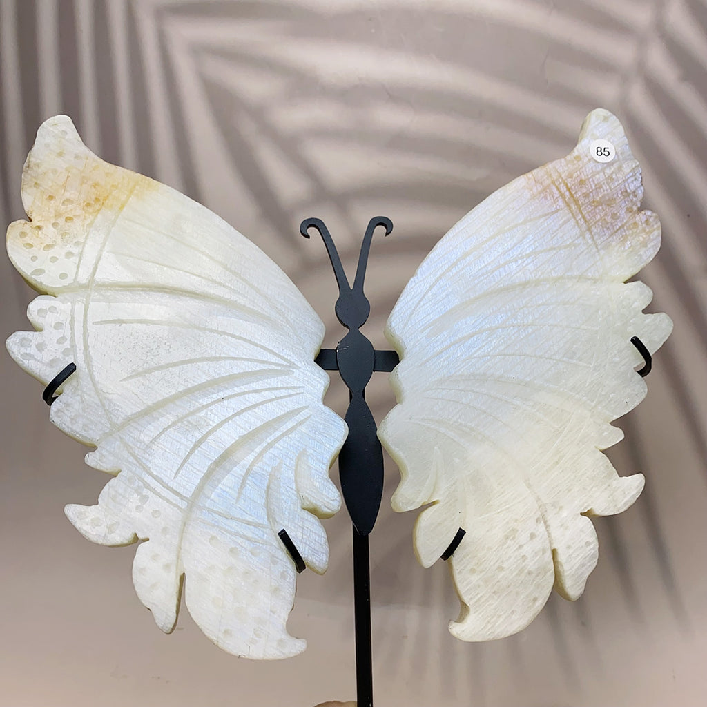 Crystal Carving Blue Moonstone Butterfly Exquisite Fashion Home Decoration Pieces Reiki Energy Crystal Room Decoration Crafts Gift