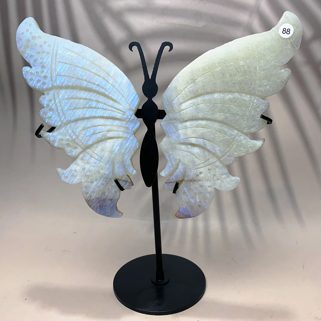 Crystal Carving Blue Moonstone Butterfly Exquisite Fashion Home Decoration Pieces Reiki Energy Crystal Room Decoration Crafts Gift