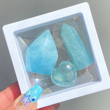 Load image into Gallery viewer, Small Size Aquamarine Flame &amp; Tower &amp; Heart Set Box