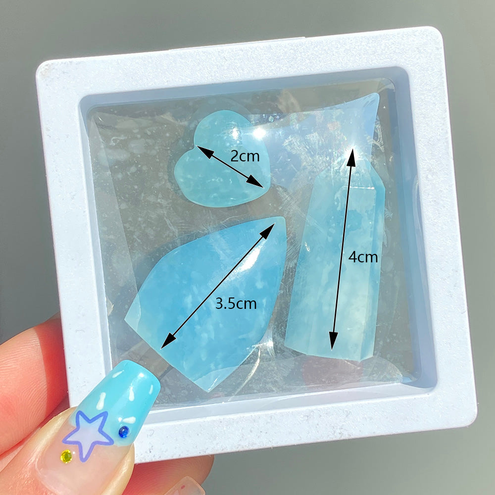 Small Size Aquamarine Flame & Tower & Heart Set Box