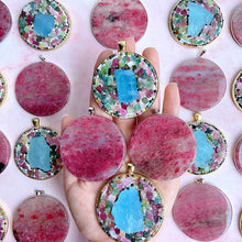 Load image into Gallery viewer, Rhodonite Pendants &amp; Aquamarine With Tourmaline Pendants