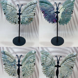 1Pc Feather Fluorite Butterfly Wings Crystal Butterfly Wings With Free Stand Wings Carving Home Ddecorative Arts And Crafts Gift