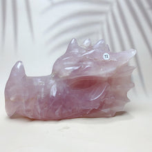 Load image into Gallery viewer, 1Pc Natural Rose Quartz with green fluorite Crystal Carved  Dragon Head Statue Reiki Energy Crystal Gemstone Craft Home Decoration Gift