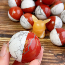 Load image into Gallery viewer, Pokémon Ball （Howlite &amp; Red Jasper）