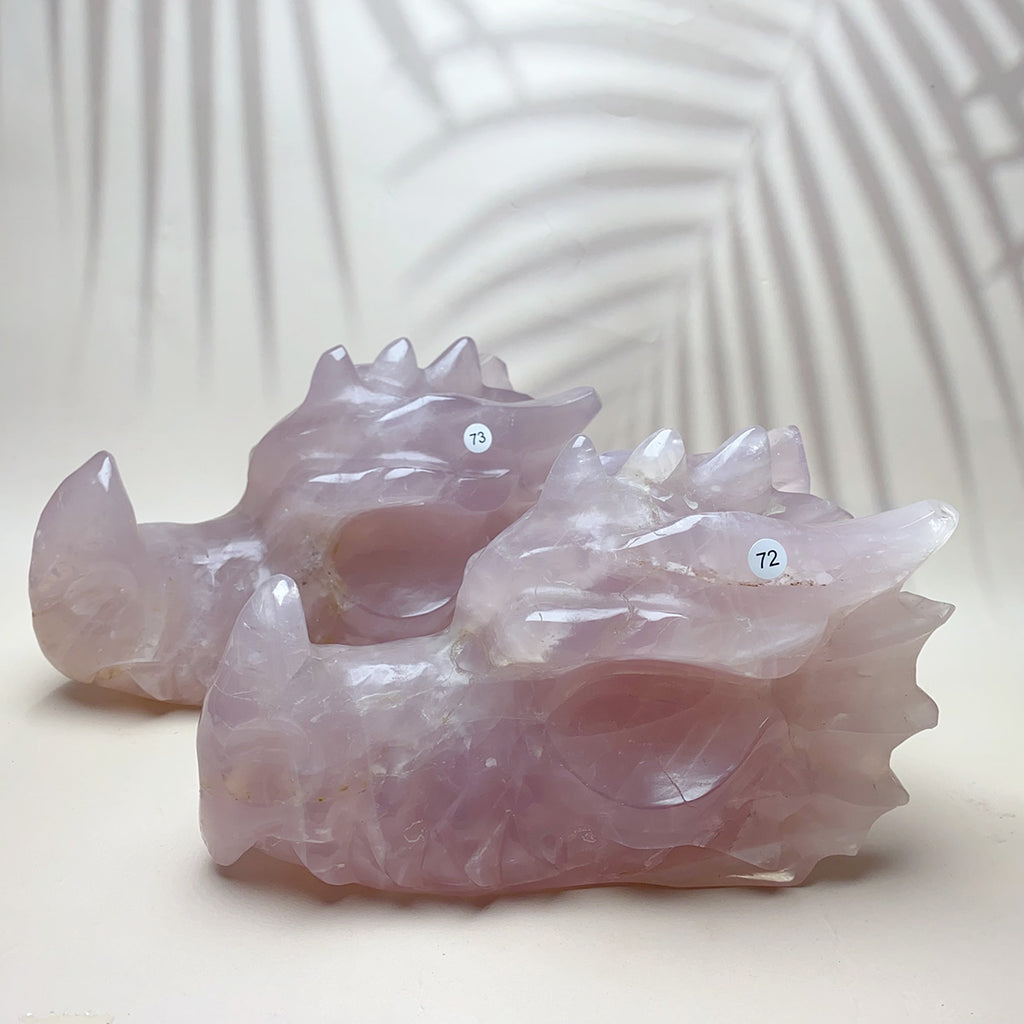 1Pc Natural Rose Quartz with green fluorite Crystal Carved  Dragon Head Statue Reiki Energy Crystal Gemstone Craft Home Decoration Gift