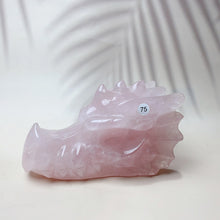 Load image into Gallery viewer, Natural Rose Quartz &amp; Garnet &amp; Green jade &amp; Pink Amethyst A variety Of Crystal Materials Carved Dragon Head Home Energy Decorative Craft Gift