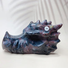 Load image into Gallery viewer, Natural Rose Quartz &amp; Garnet &amp; Green jade &amp; Pink Amethyst A variety Of Crystal Materials Carved Dragon Head Home Energy Decorative Craft Gift