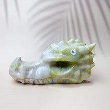 Load image into Gallery viewer, Natural Rose Quartz &amp; Garnet &amp; Green jade &amp; Pink Amethyst A variety Of Crystal Materials Carved Dragon Head Home Energy Decorative Craft Gift