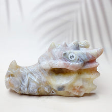 Load image into Gallery viewer, Natural Rose Quartz &amp; Garnet &amp; Green jade &amp; Pink Amethyst A variety Of Crystal Materials Carved Dragon Head Home Energy Decorative Craft Gift