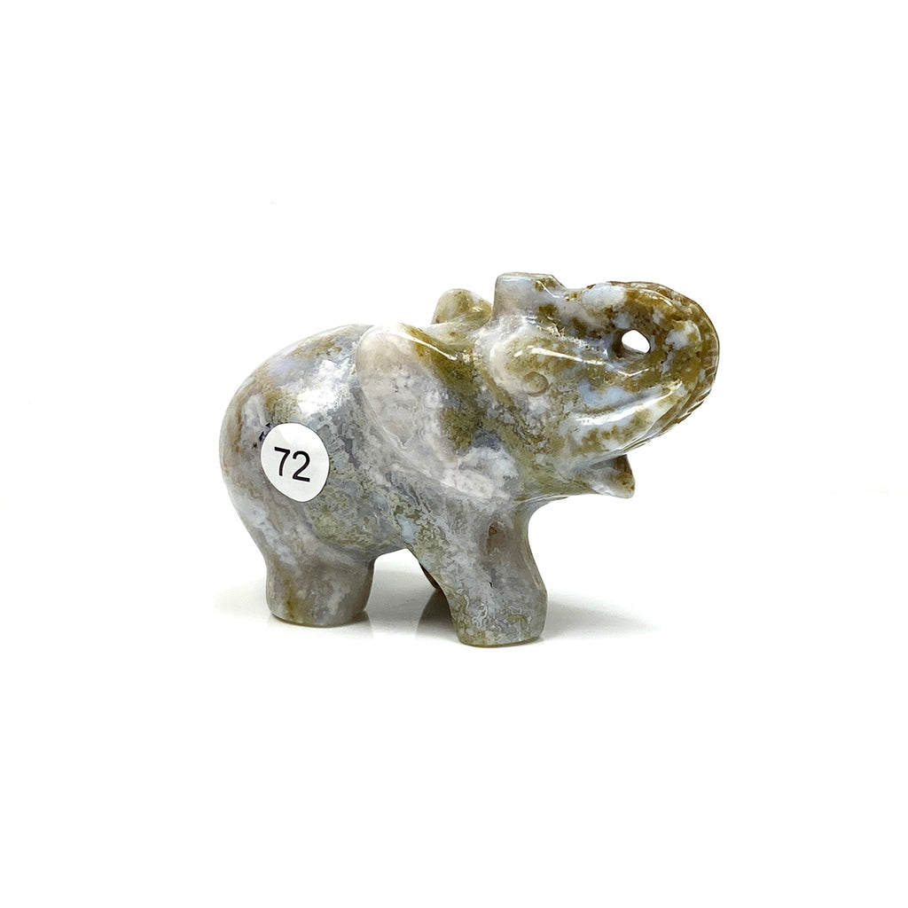 Crystal Carving Animal Moss Agate Elephant Sculpture