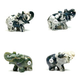 Moss Agate Elephant Carving Animal Sculpture Healing Christmas Home Decoration