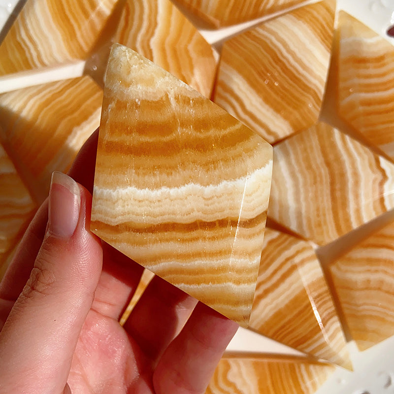 Orange Calcite Rhombus Shape