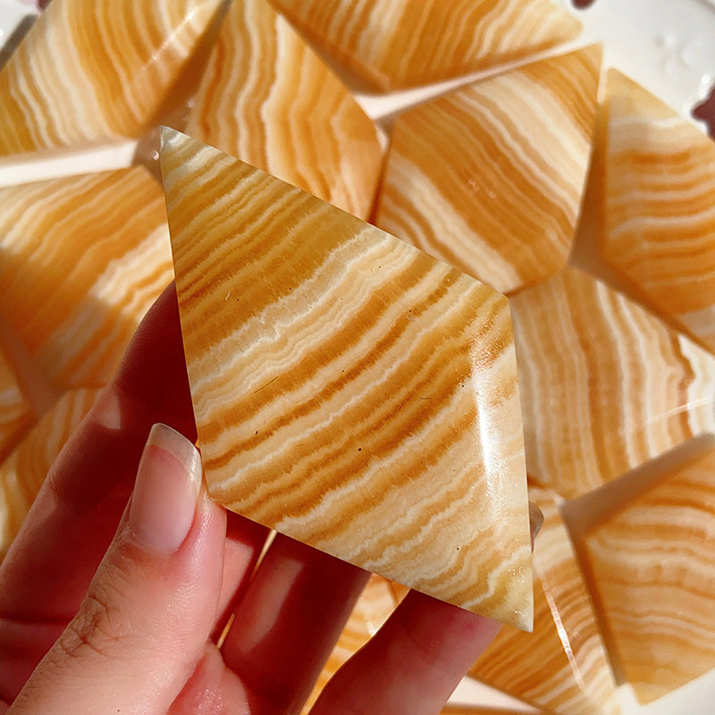 Orange Calcite Rhombus Shape