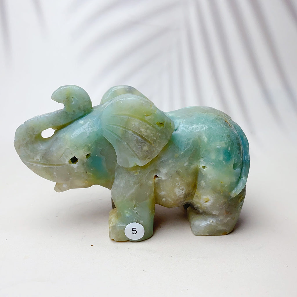 Natural Caribbean Crystal Gemstone Sculpture Animal Elephant Room Decoration Piece Reiki Energy Home Decoration Crafts Gift