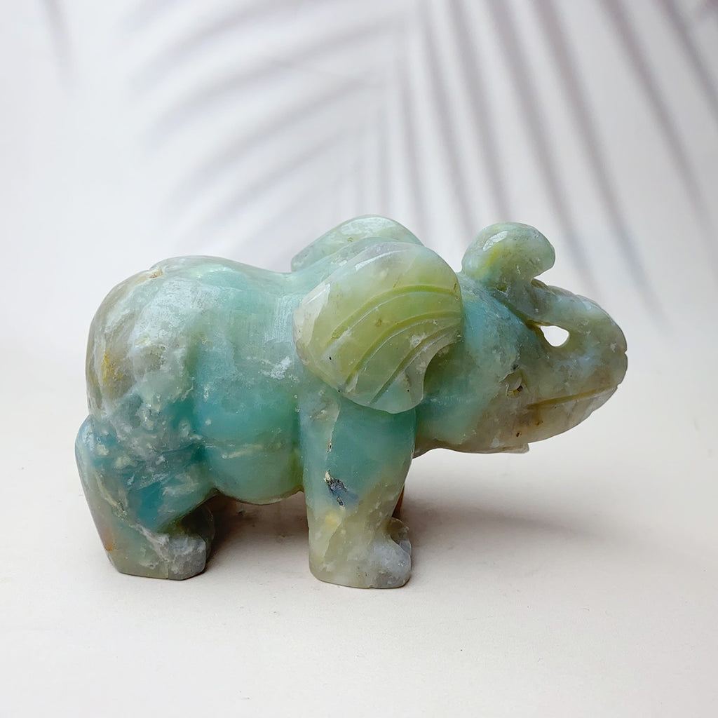 Natural Caribbean Crystal Gemstone Sculpture Animal Elephant Room Decoration Piece Reiki Energy Home Decoration Crafts Gift