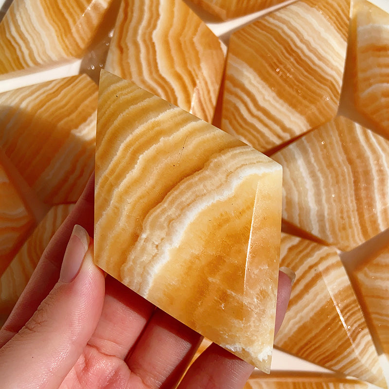 Orange Calcite Rhombus Shape