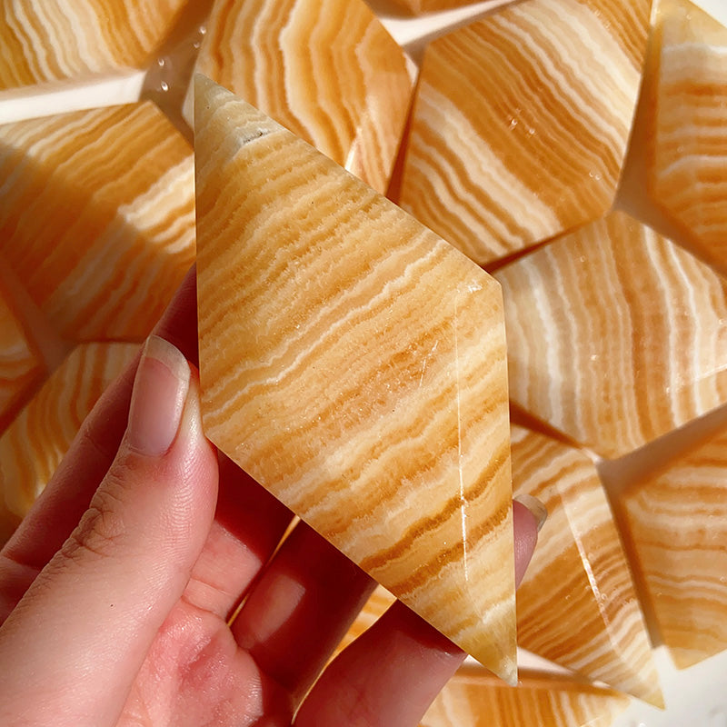 Orange Calcite Rhombus Shape