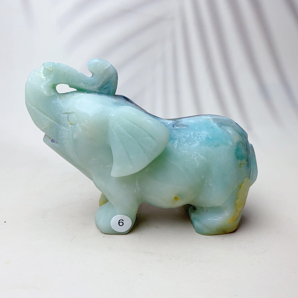 Natural Caribbean Crystal Gemstone Sculpture Animal Elephant Room Decoration Piece Reiki Energy Home Decoration Crafts Gift