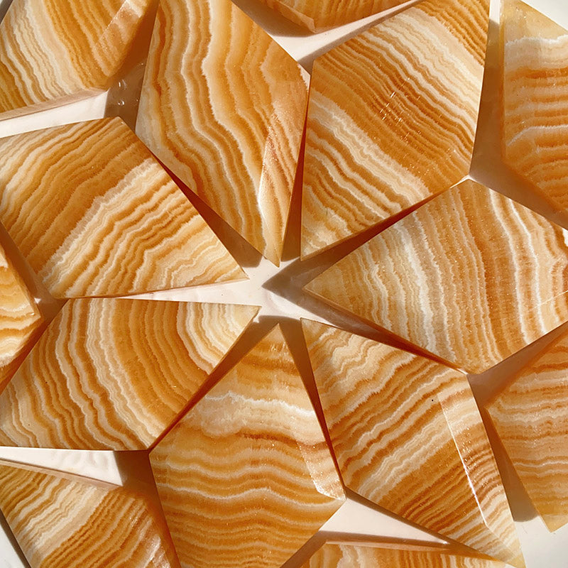 Orange Calcite Rhombus Shape