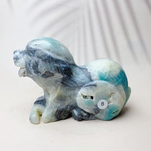 Load image into Gallery viewer, 1PC Natural Caribbean Crystal Carving Animal Reiki Puppy Energy Piglet Exquisite Snail With Small Fish Crystal Home Decoration Crafts Gift