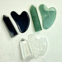 Load image into Gallery viewer, Clear Quartz &amp; Obsidian &amp; Green Aventurine Tower And Guasha Set