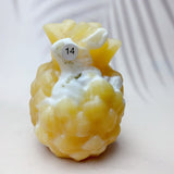 Natural Orange Calcite Crystal Carved Fruit Pineapple Energy Crystal Halloween Home Decoration Crafts Gift