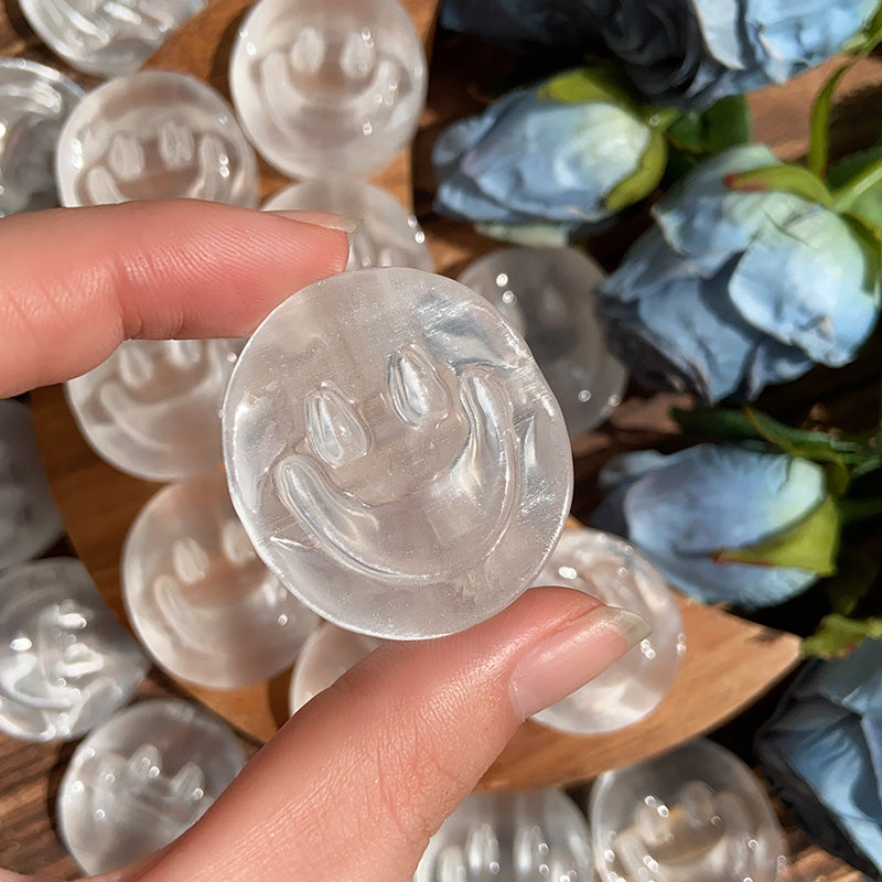 Selenite Smiling Face Carvings