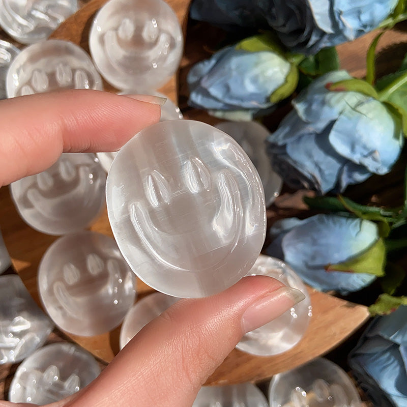 Selenite Smiling Face Carvings