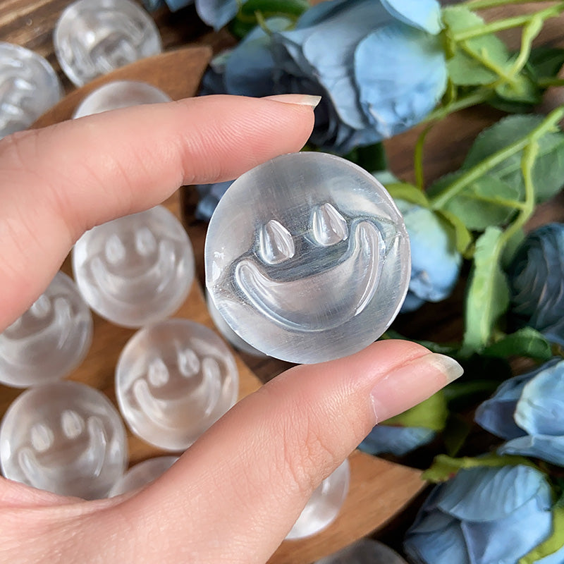 Selenite Smiling Face Carvings