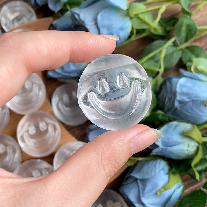 Selenite Smiling Face Carvings