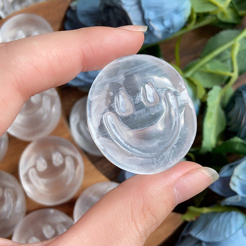 Selenite Smiling Face Carvings