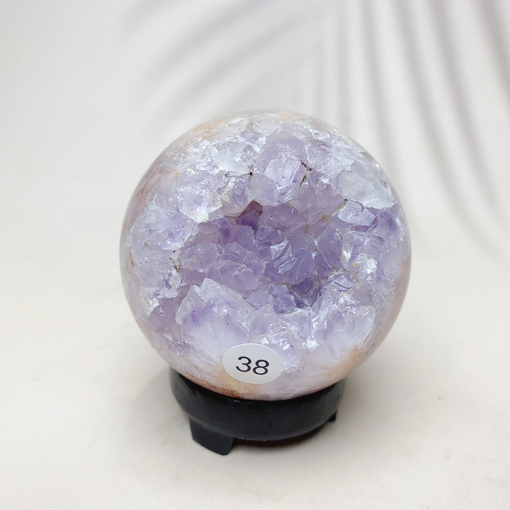 Natural Pink Amethyst Sphere Reiki Crystal Healing Energy Office Home Decoration Arts And Crafts Gift