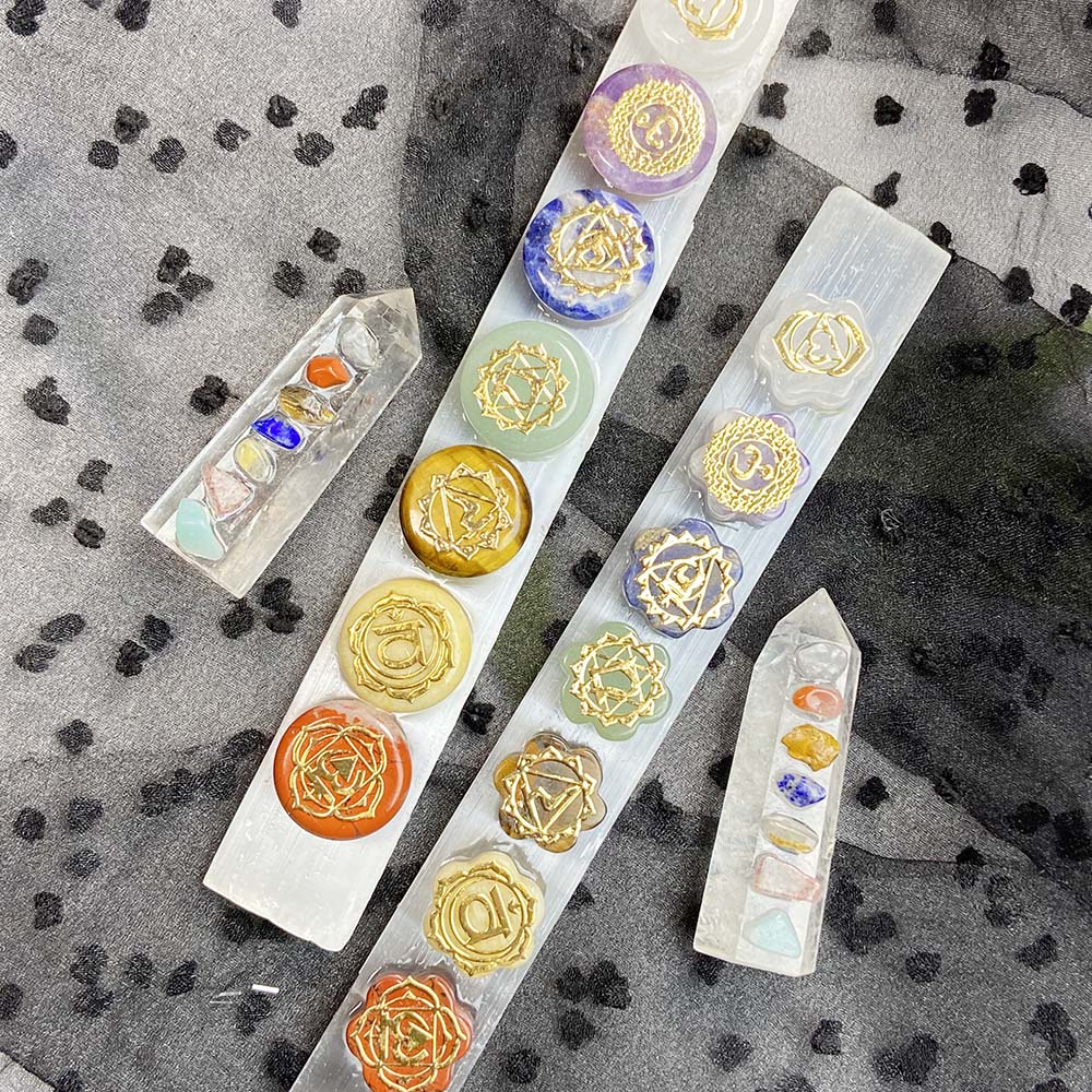 Seven Chakra With Selenite Stick Set