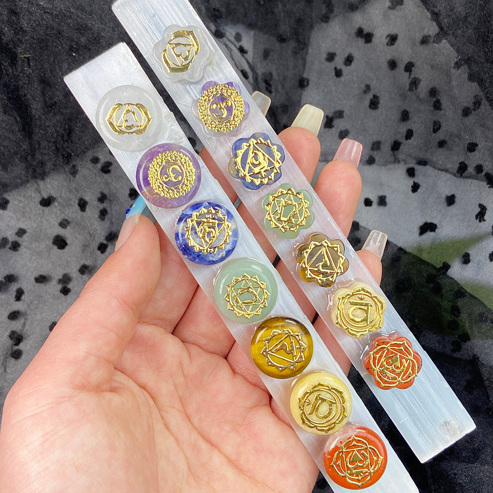 Seven Chakra With Selenite Stick Set